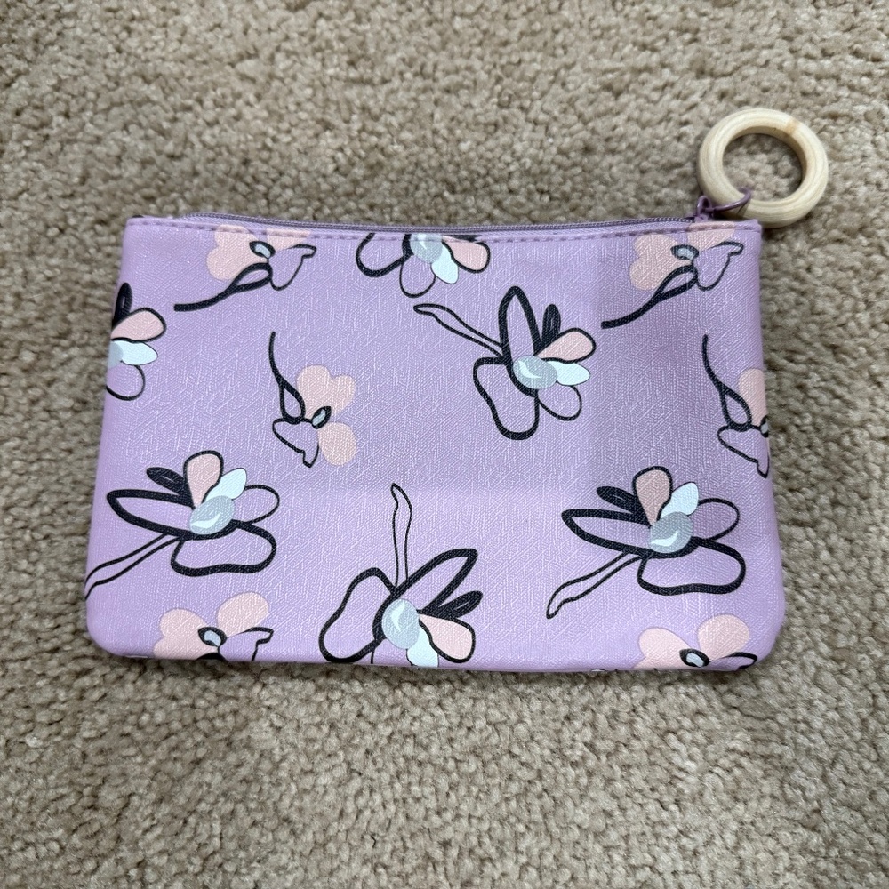 Ipsy Purple Floral Makeup Bag Toiletry Bag Pencil Pouch Trap Sack